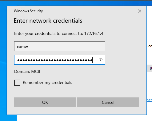 Map drive credentials prompt