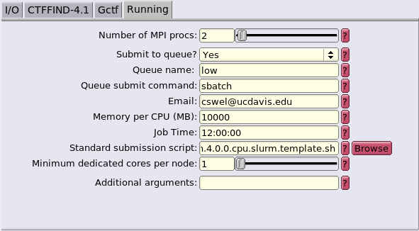 Relion GUI running screen, CPU version